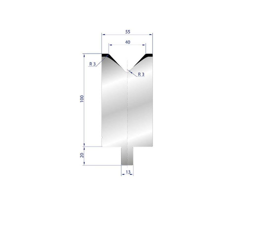EUROSTAMP Part No. 3131 @ 550mm 86 Degree Single V Die (Segmented)
