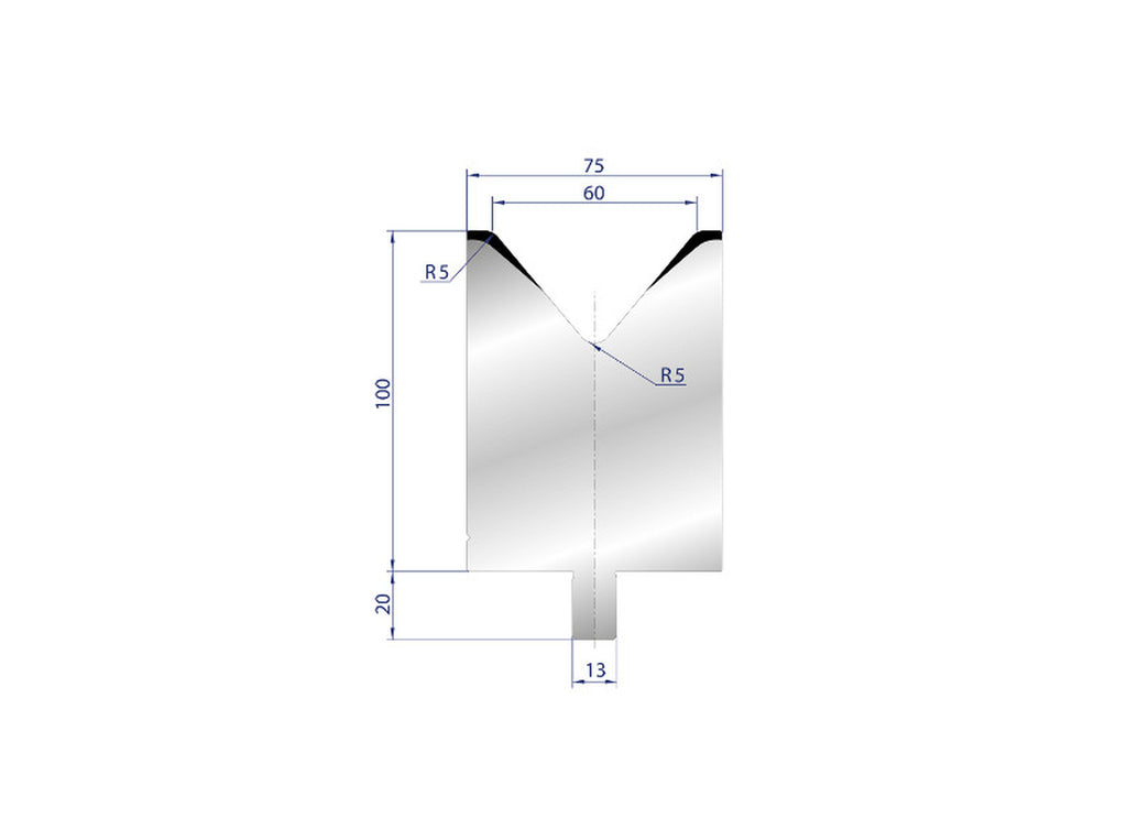 EUROSTAMP Part No. 3133 @ 40mm 80 Degree Single V Die