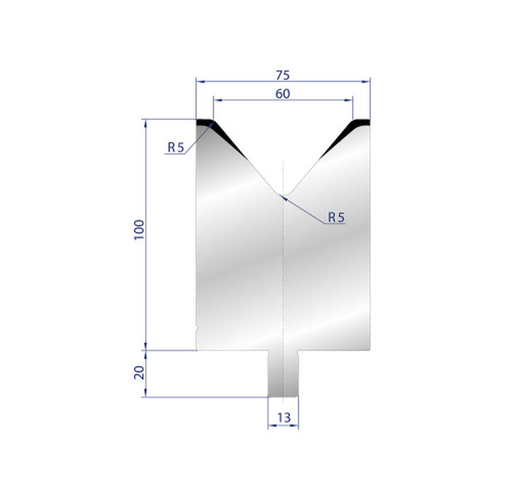 EUROSTAMP Part No. 3133 @ 100mm 80 Degree Single V Die