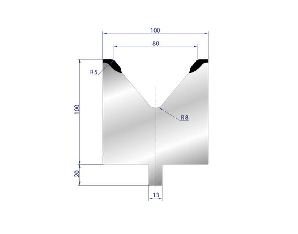 EUROSTAMP Part No. 3134 @ 50mm 80 Degree Single V Die