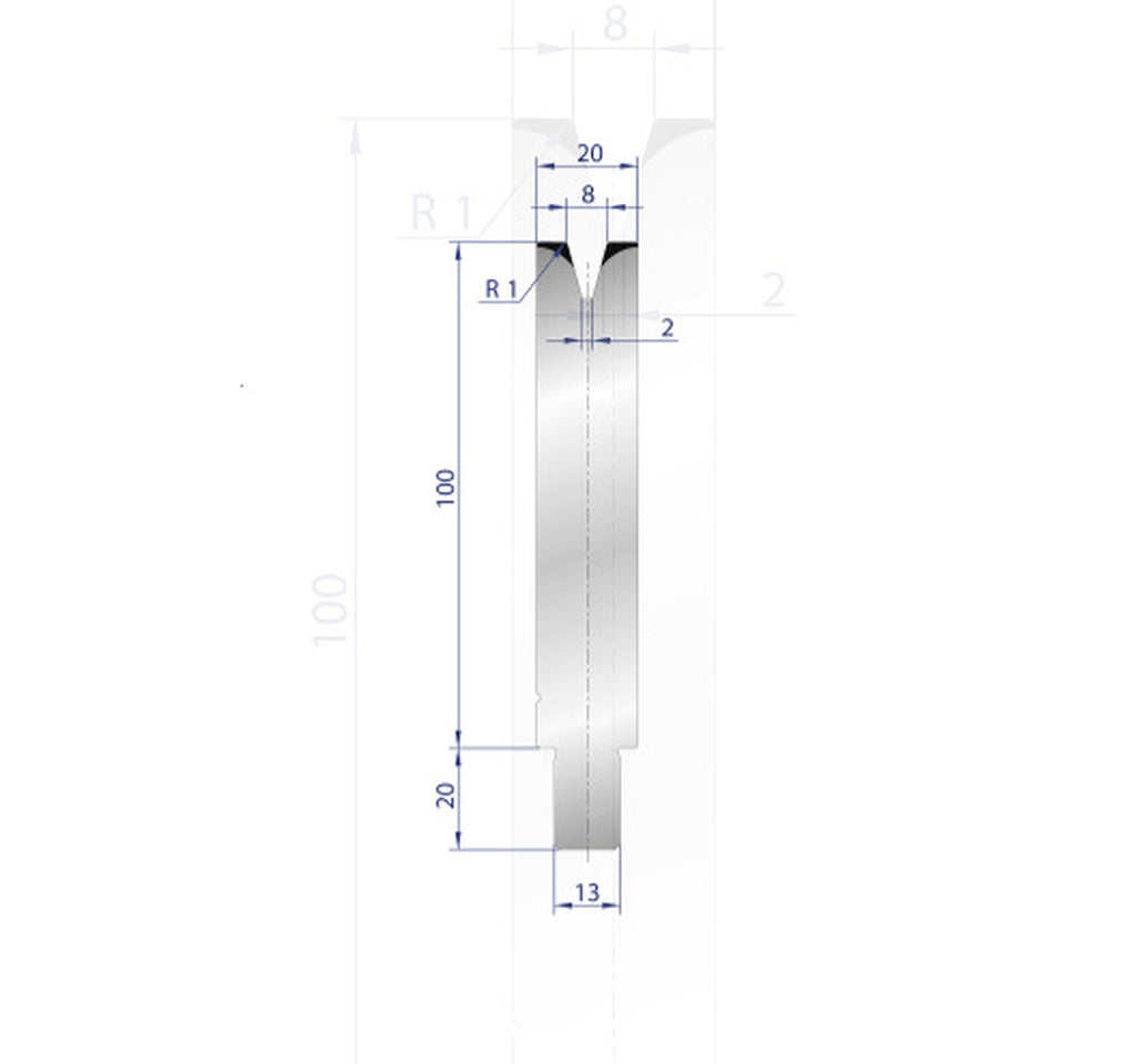 EUROSTAMP Part No. 3137 @ 100mm 30 Degree Single V Die