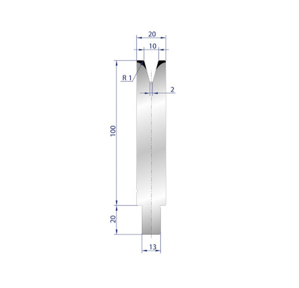 EUROSTAMP Part No. 3138 @ 50mm 30 Degree Single V Die