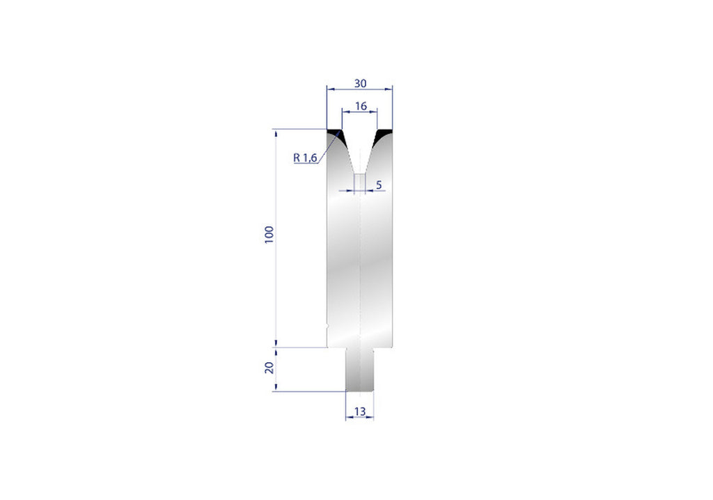 EUROSTAMP Part No. 3140 @ 100mm 30 Degree Single V Die