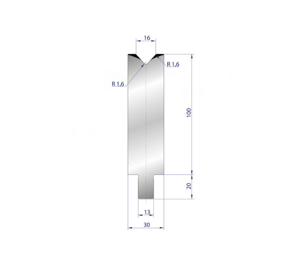 EUROSTAMP Part No. 3204 @ 50mm 86 Degree Single V Die 