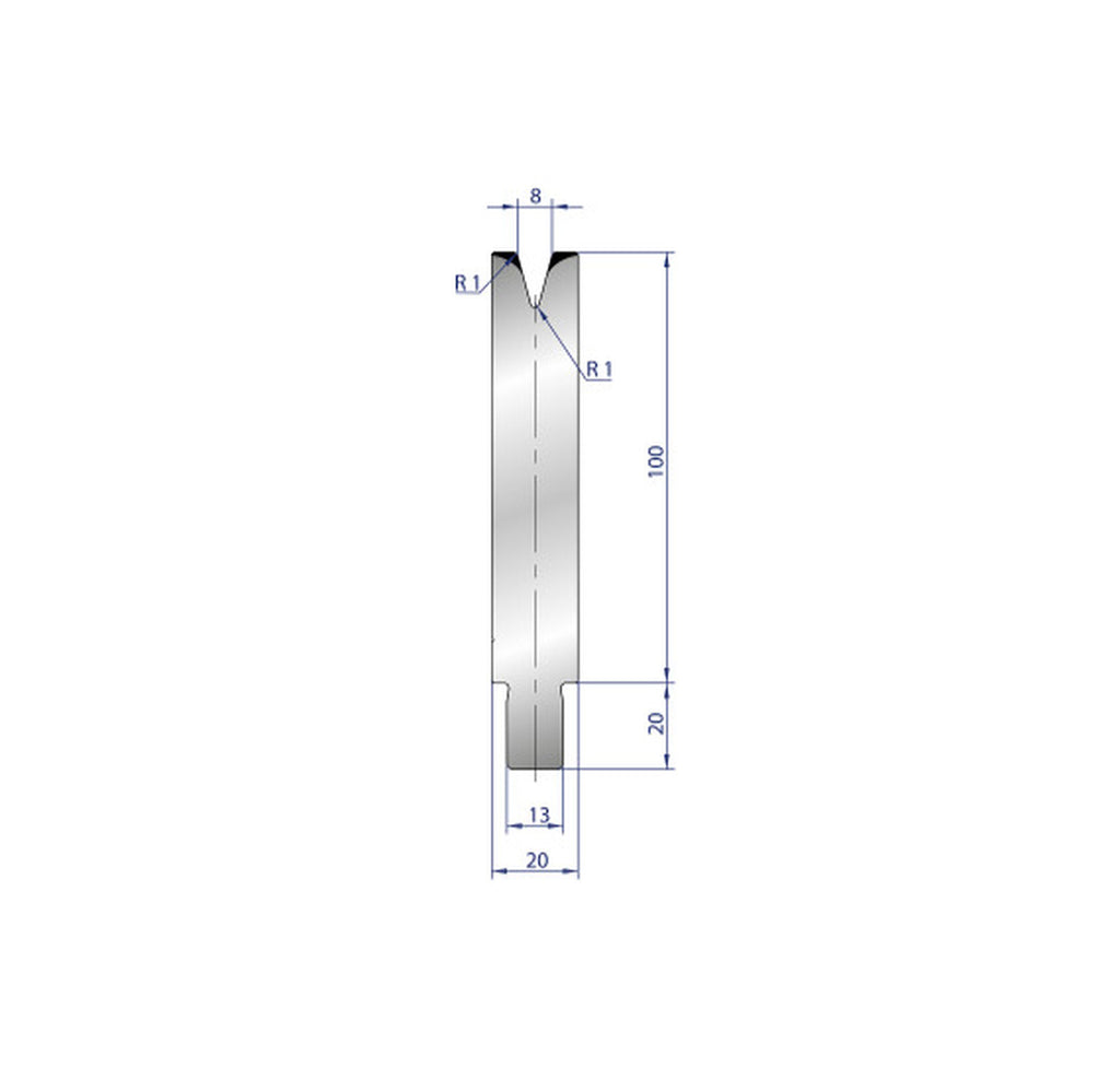 EUROSTAMP Part No. 3207 @ 550mm 30 Degree Single V Die (Segmented)
