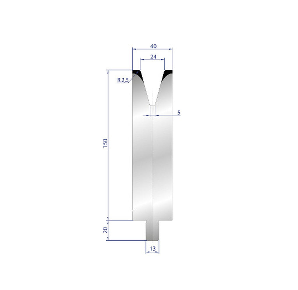 EUROSTAMP Part No. 3155 @ 40mm 30 Degree Single V Die