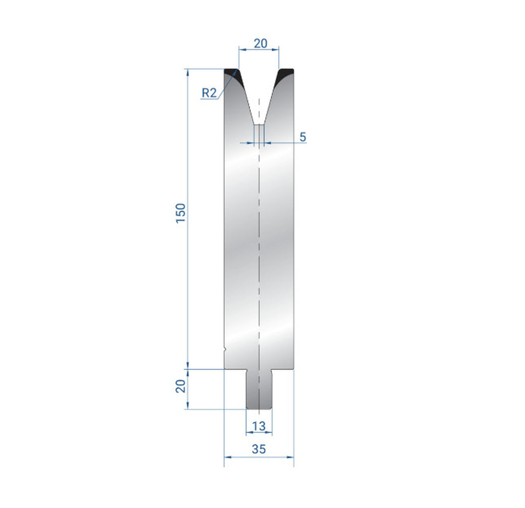 EUROSTAMP Part No. 3156 @ 35mm 30 Degree Single V Die