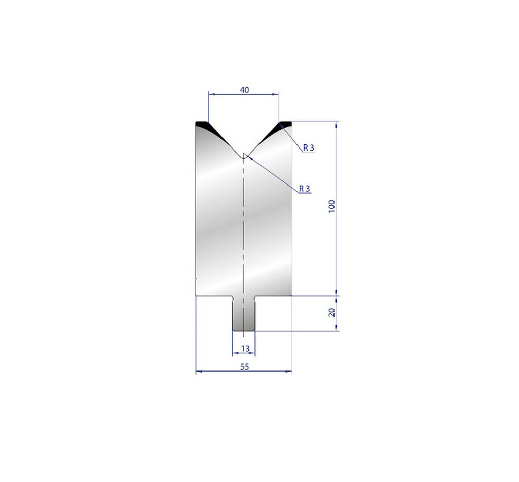 EUROSTAMP Part No. 3217 @ 550mm 86 Degree Single V Die (Segmented)