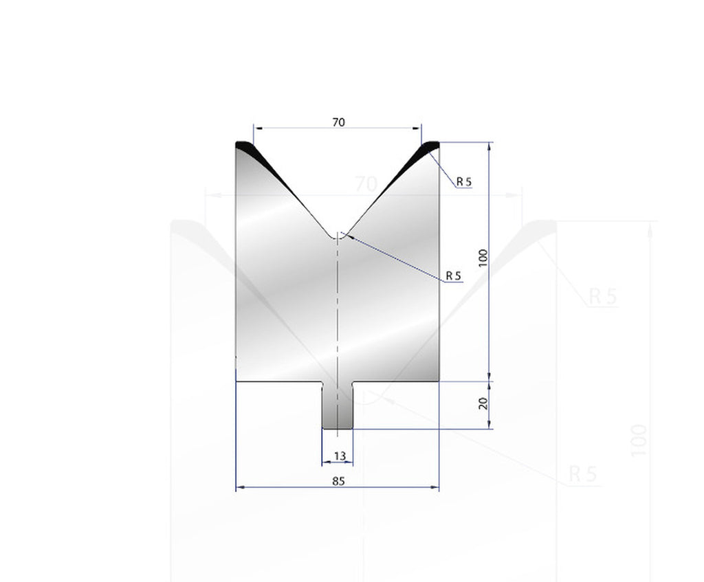 EUROSTAMP Part No. 3220 @ 35mm 80 Degree Single V Die