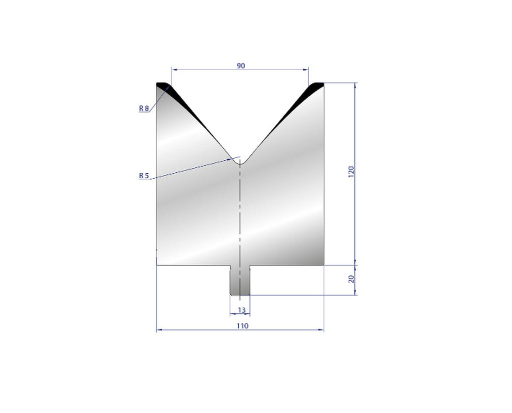 EUROSTAMP Part No. 3222 @ 45mm 80 Degree Single V Die