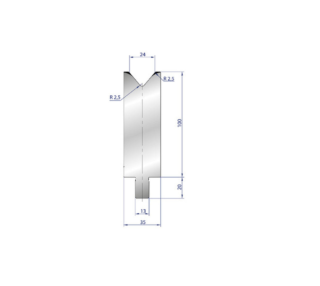 EUROSTAMP Part No. 3231 @ 50mm 80 Degree Single V Die