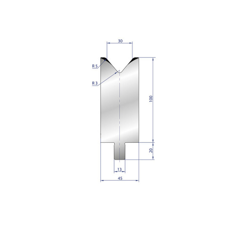 EUROSTAMP Part No. 3232 @ 550mm 80 Degree Single V Die (Segmented)
