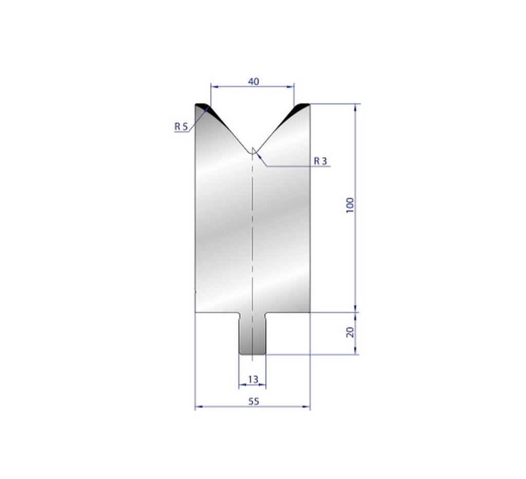 EUROSTAMP Part No. 3233 @ 200mm 80 Degree Single V Die