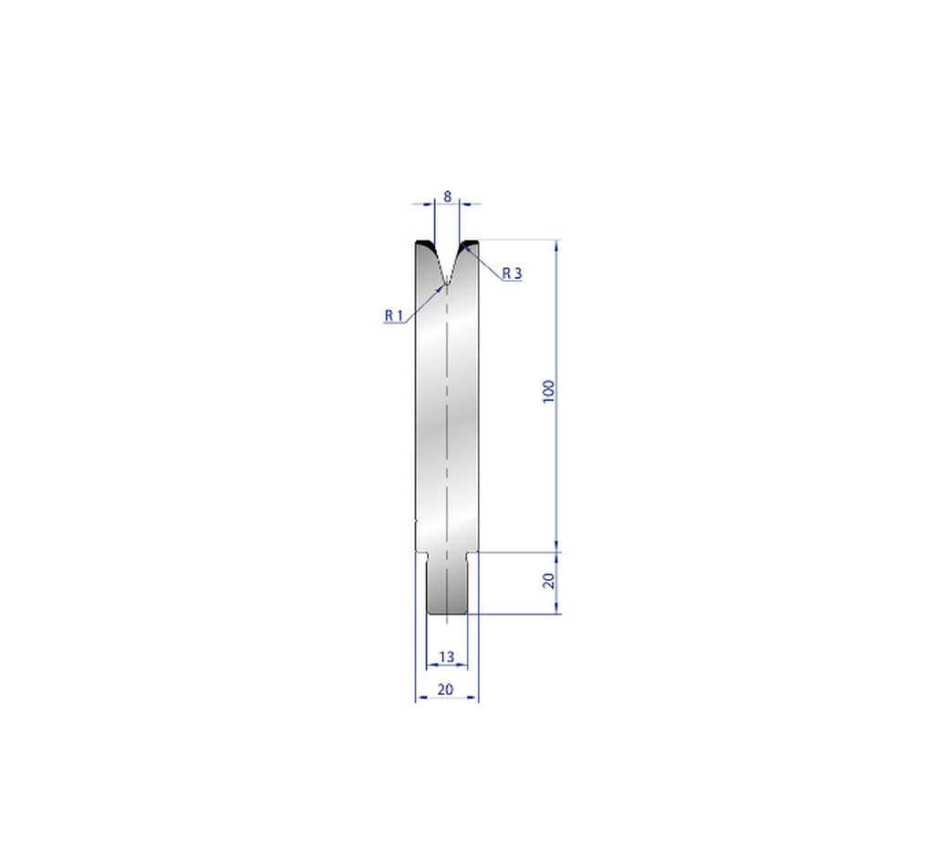EUROSTAMP Part No. 3237 @ 200mm 30 Degree Single V Die