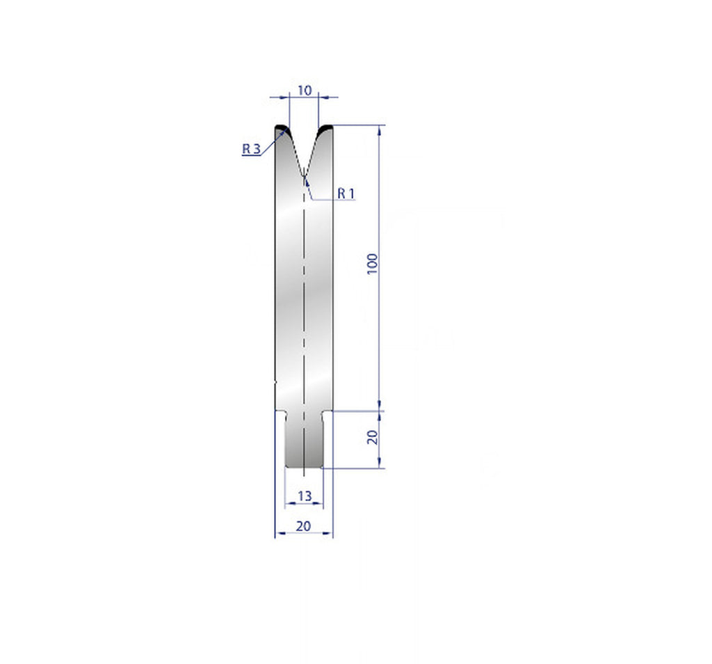 EUROSTAMP Part No. 3238 @ 25mm 30 Degree Single V Die