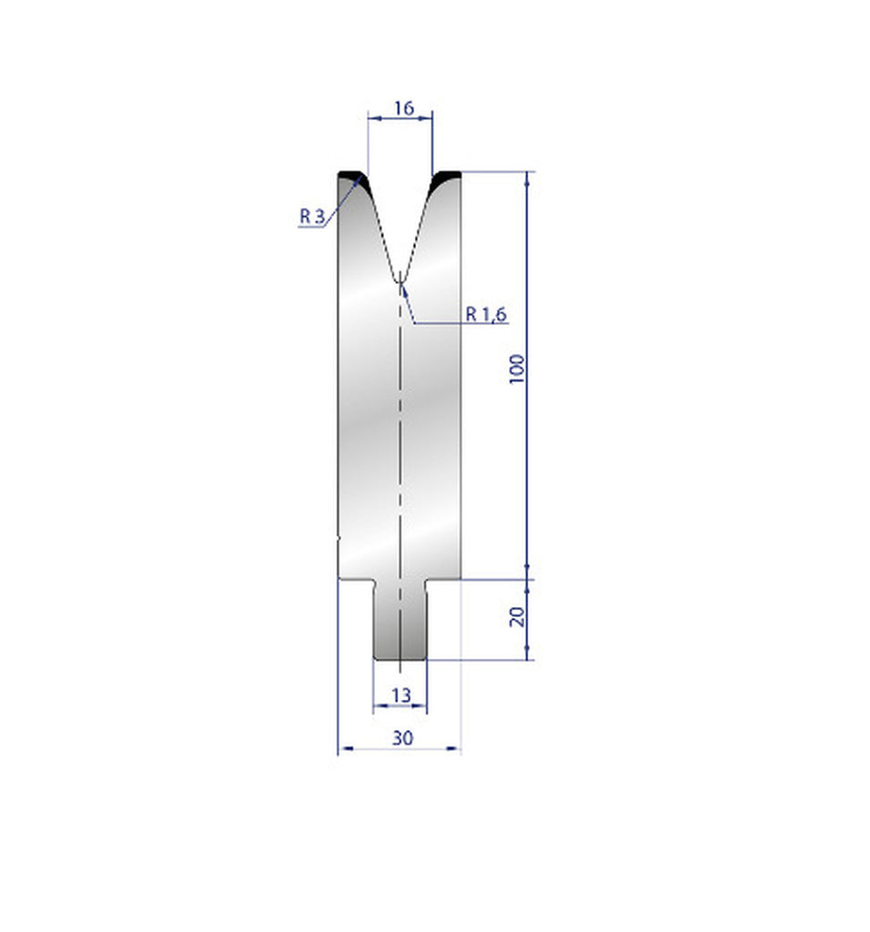 EUROSTAMP Part No. 3240 @ 100mm 30 Degree Single V Die