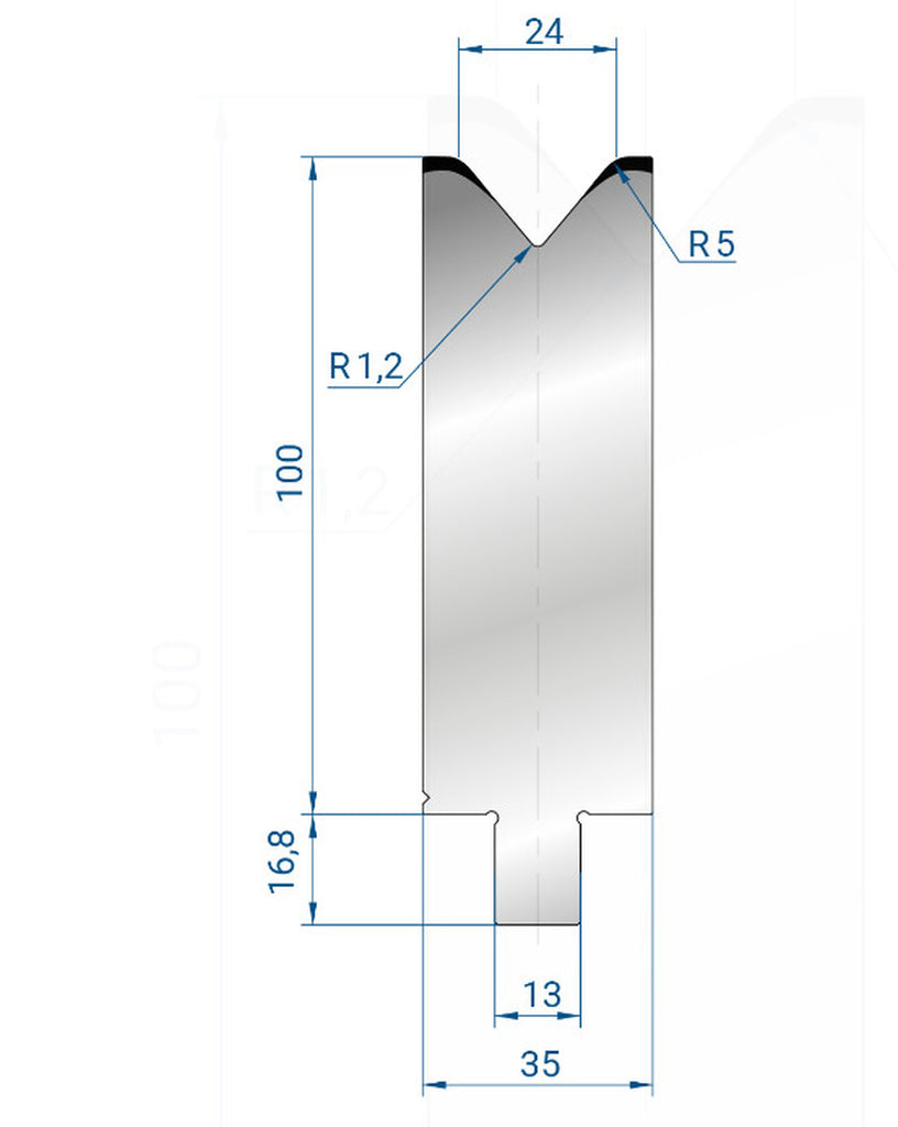 EUROSTAMP Part No. 3276 @ 100mm 80 Degree Single V Die