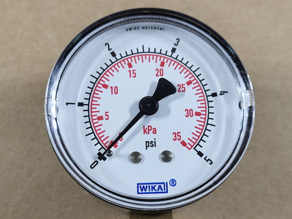 WIKA 2.5" Pressure Gauge 5 PSI, 1/4" NPT 8630343