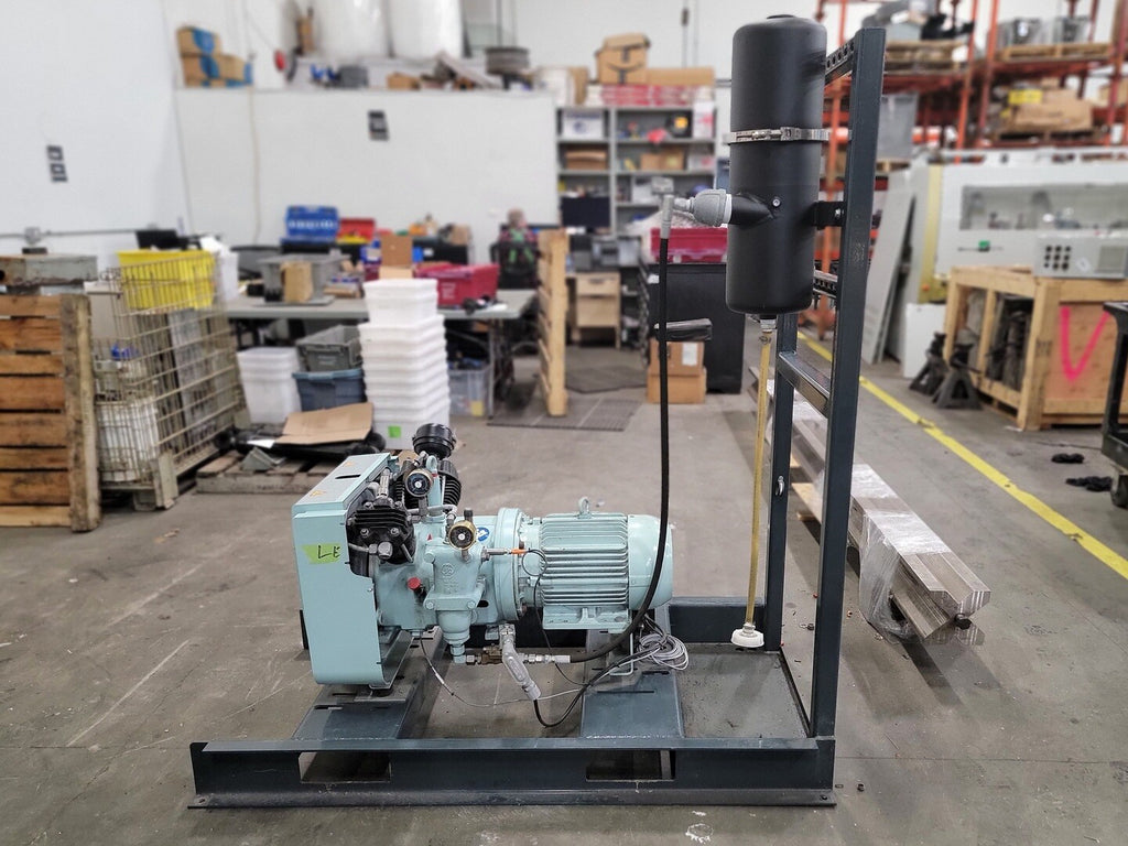 SAUER 7.5 hp, 7.95 CFM, 580 PSI Reciprocating Air Compressor WP15L w/ Control Panel