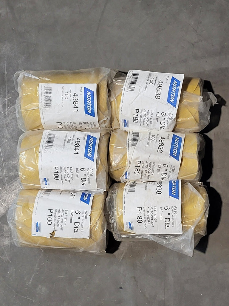 NORTON 49838/49841 A290 6" Grit Aluminum Oxide PSA Disc Roll 100pcs/rol (Box of 6)