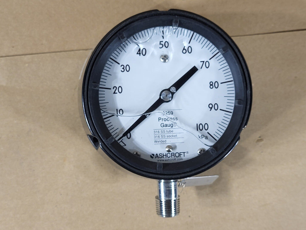 ASHCROFT 4.5" Pressure Gauge, 15 PSI, 1/4" NTP 1259