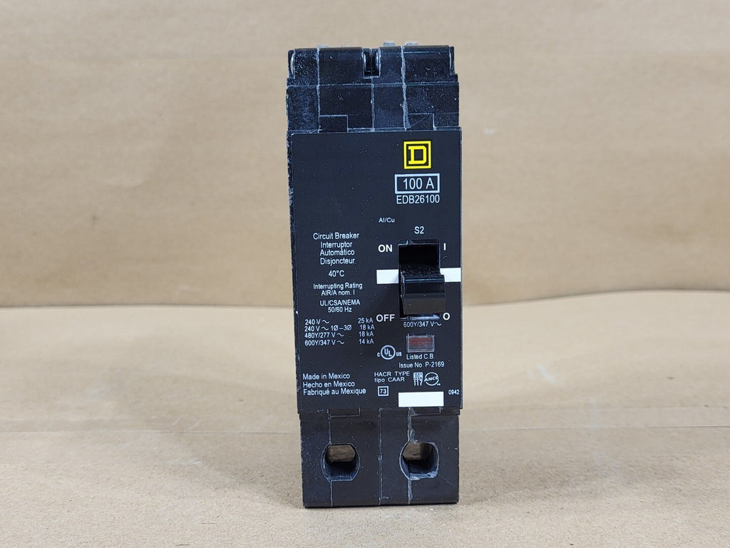 SQUARE D 100 Amp 2 Pole Circuit Breaker EDB26100