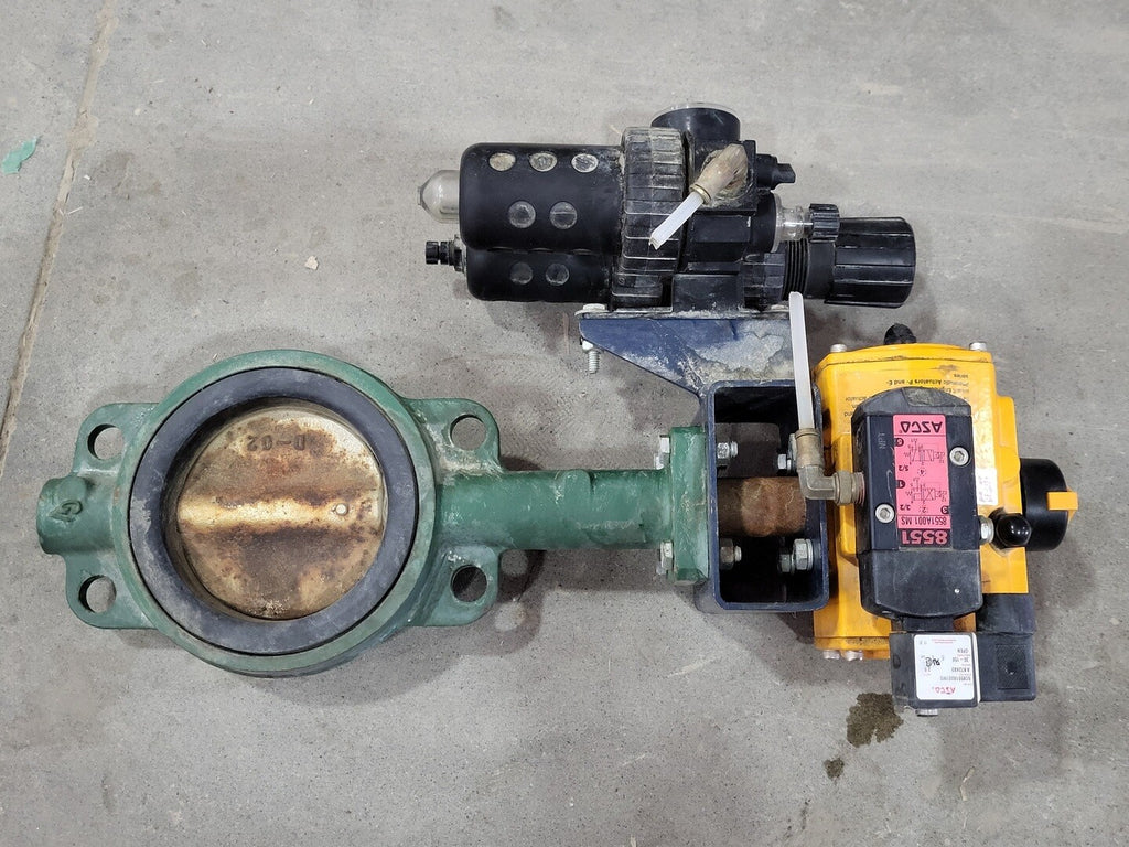 EL-O-MATIC 4" Butterfly Valve w/ Actuator ED0040-U2A00A-14K0, Filter & Lubricator
