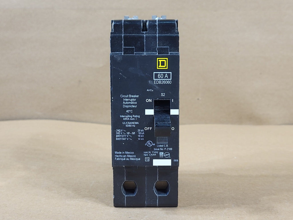 SQUARE D 60 Amp 2 Pole Circuit Breaker EDB26060