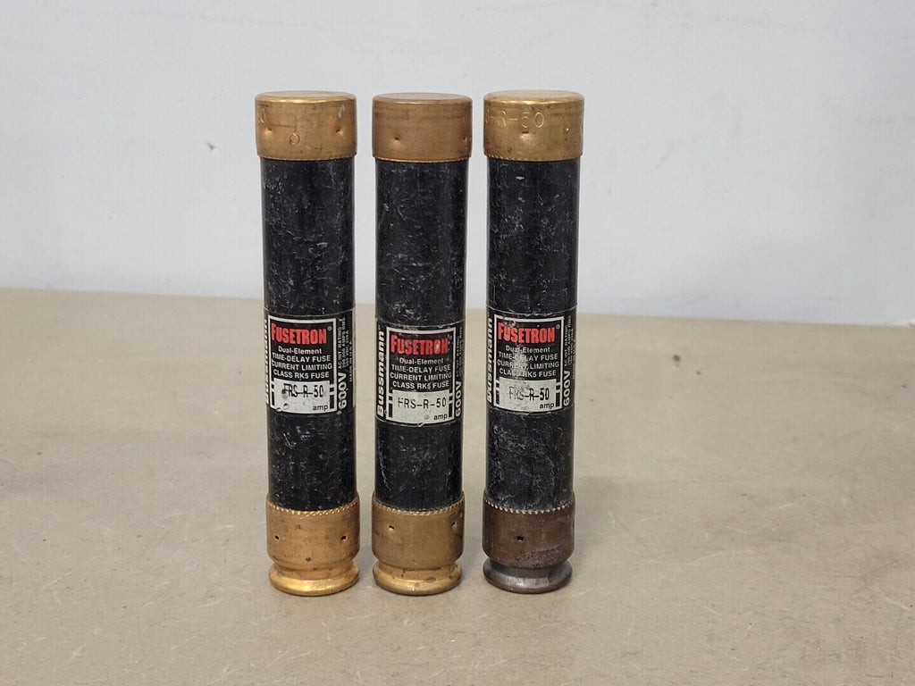 BUSSMANN 50 Amp Class RK5 Time Delay Fuse FRS-R-50 (Lot of 3)