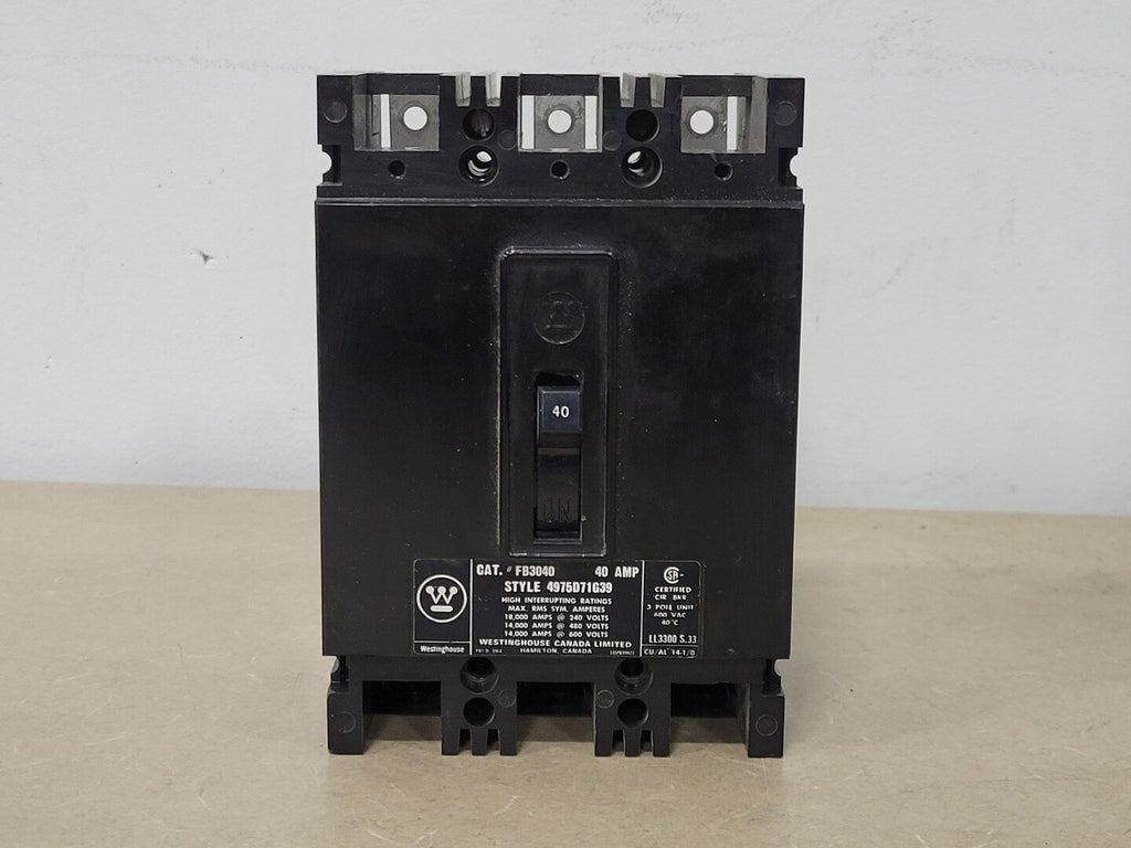 WESTINGHOUSE 40 Amp, 3 Pole, 600 Volts Circuit Breaker FB3040