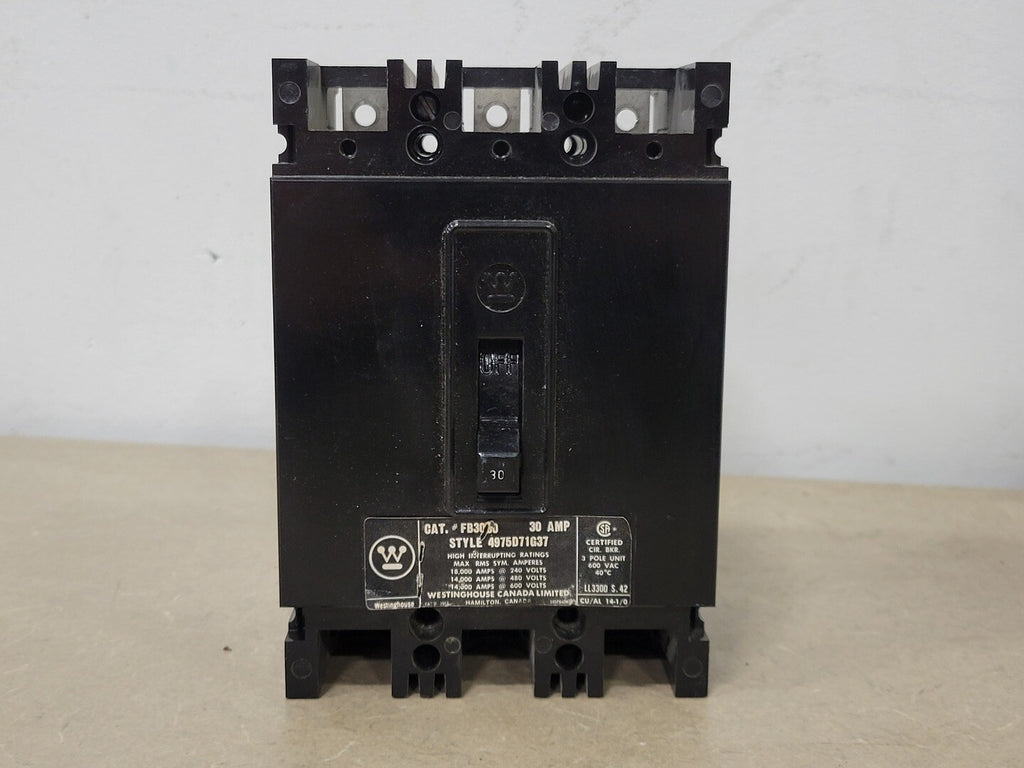 WESTINGHOUSE 30 Amp, 3 Pole, 600 Volts Circuit Breaker FB3030