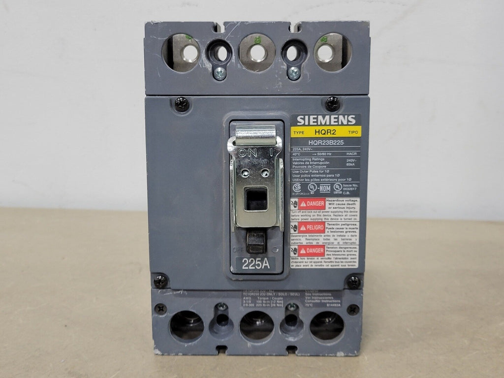 SIEMENS 225 Amp, 3 Pole, 240 Volts Circuit Breaker HQR23B225