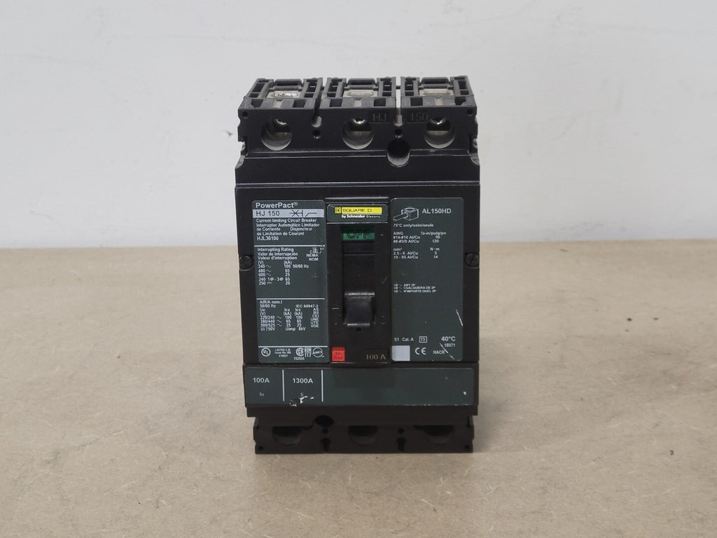 SQUARE D 100 Amp, 3 Pole, 600 Volts Circuit Breaker HJL36100