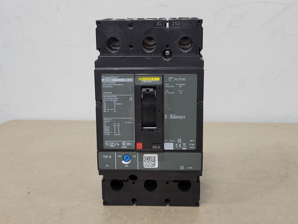 SQUARE D 150 Amp, 3 Pole, 600 Volts Circuit Breaker JGP36150 w/ Trip Unit