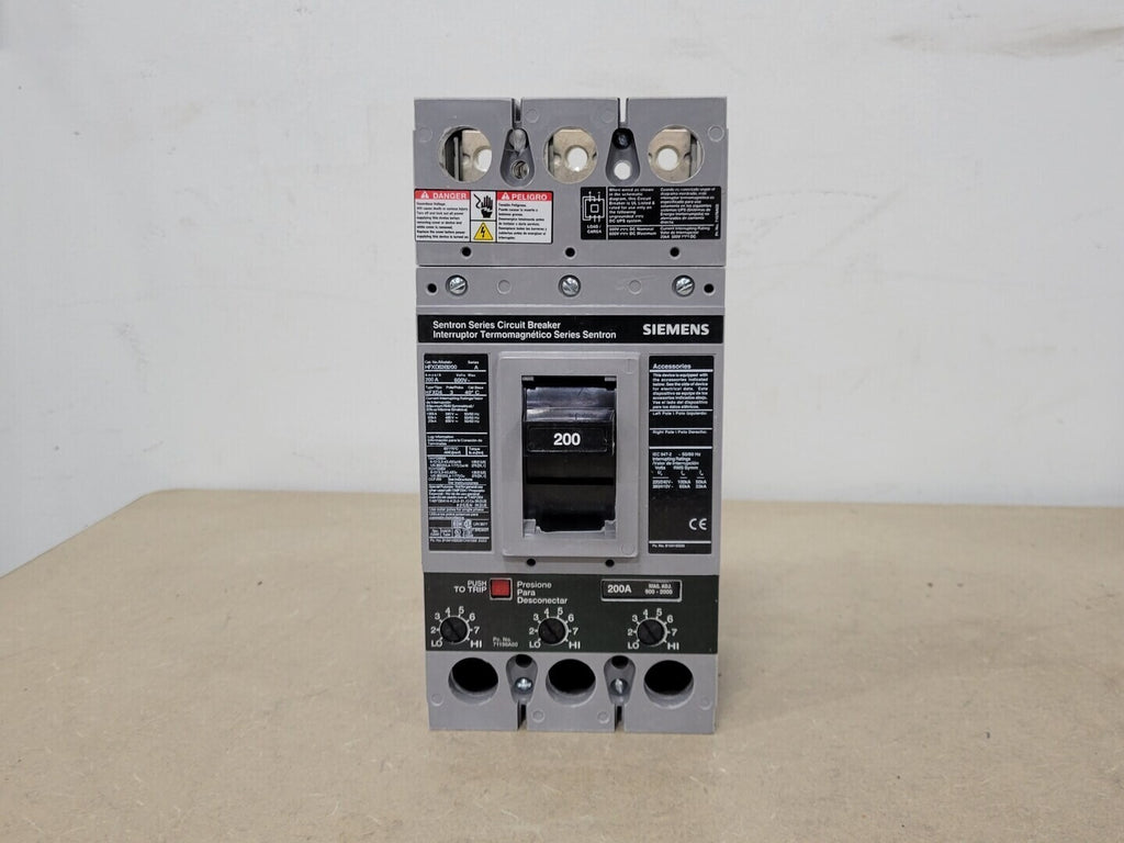 SIEMENS 200 Amp, 3 Pole, 600 Volts Circuit Breaker HFXD63B200 w/ Trip Unit