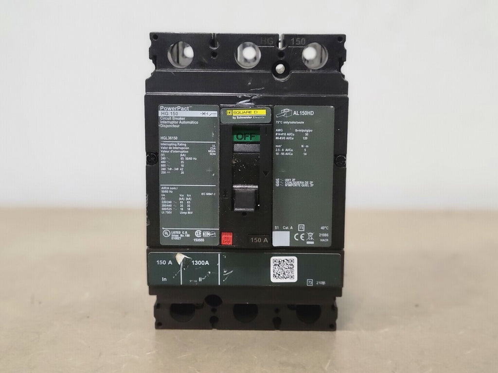 SQUARE D 150 Amp, 3 Pole, 600 Volts Circuit Breaker HGL36150