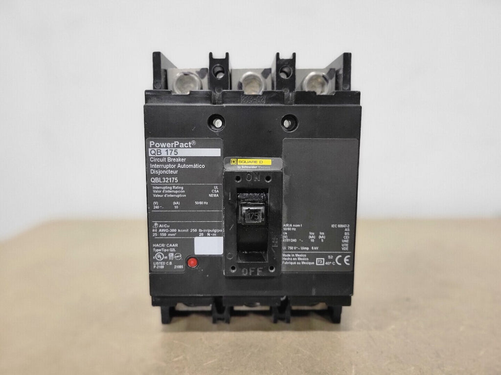 SQUARE D 175 Amp, 3 Pole, 240 Volts Circuit Breaker QBL32175