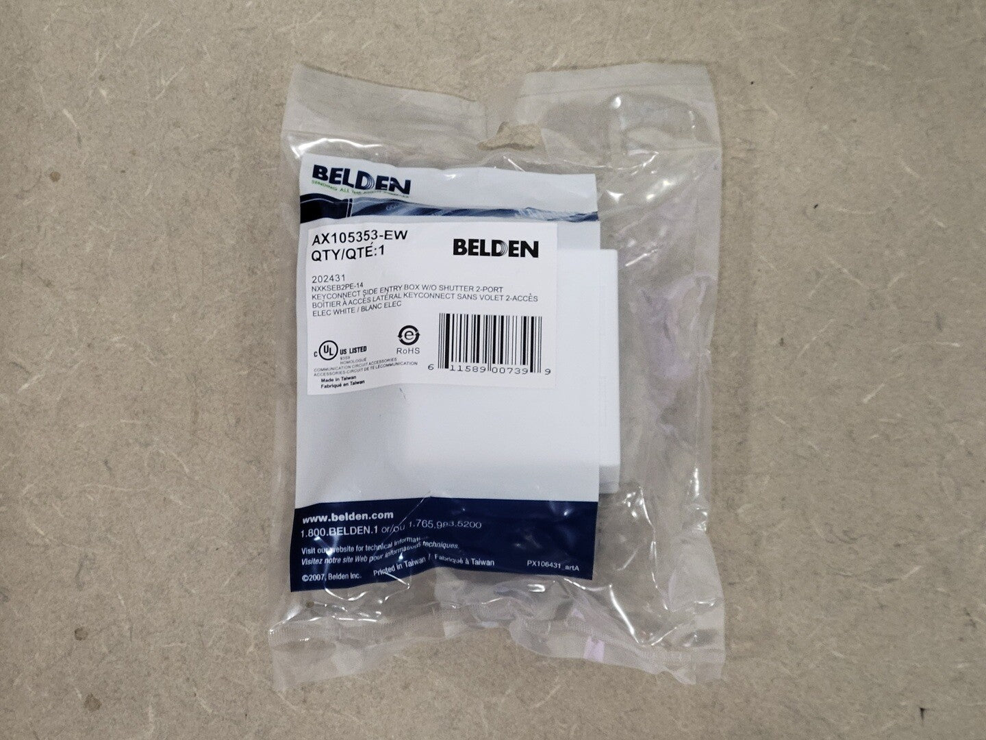 BELDEN 2-Port Side Entry Box without Shutter Door White AX105353-EW ...
