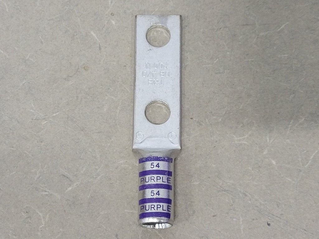 THOMAS & BETTS 4/0 AWG 2 Hole Compression Lug 54866BE, Purple Die 54 (Box of 9)