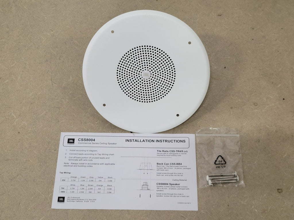 JBL 4" Commercial 70V/100V 5W Ceiling Speakers CSS8004