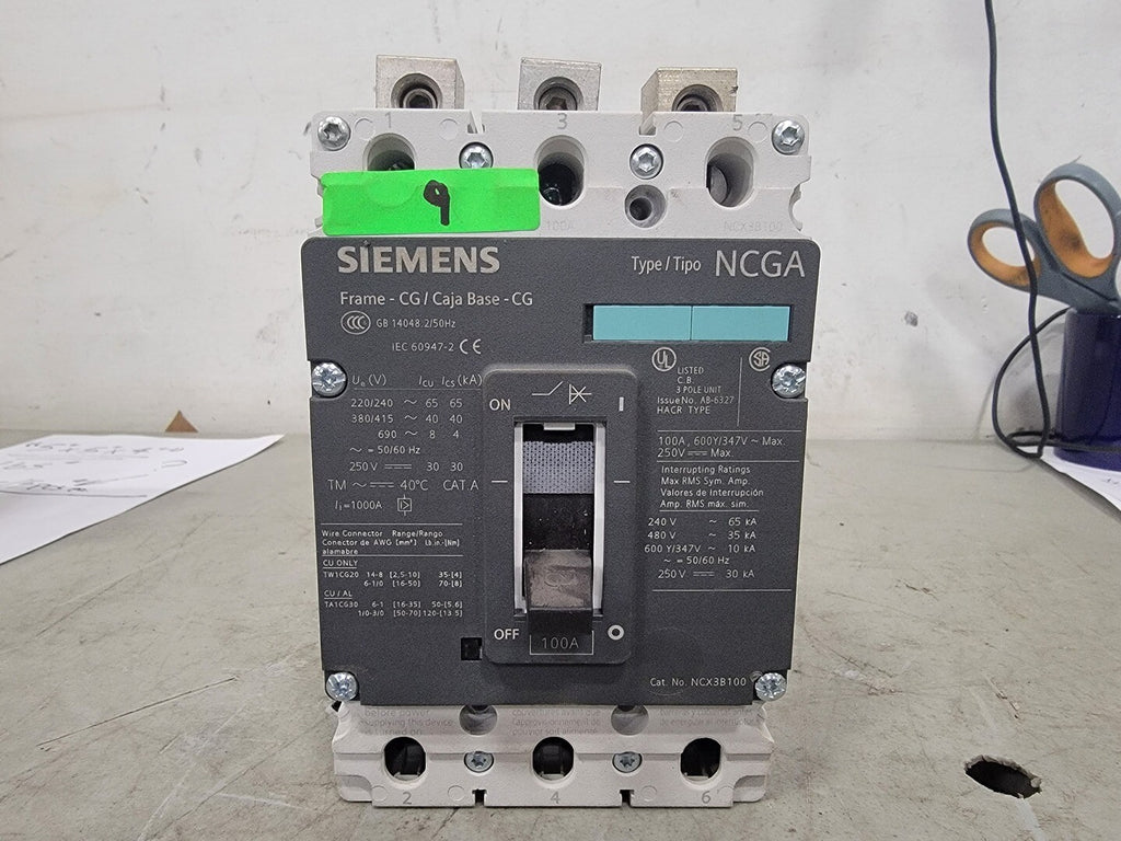 SIEMENS 100 Amp 3 Pole NCGA Circuit Breaker 3VL1110-1KM30-0AA0