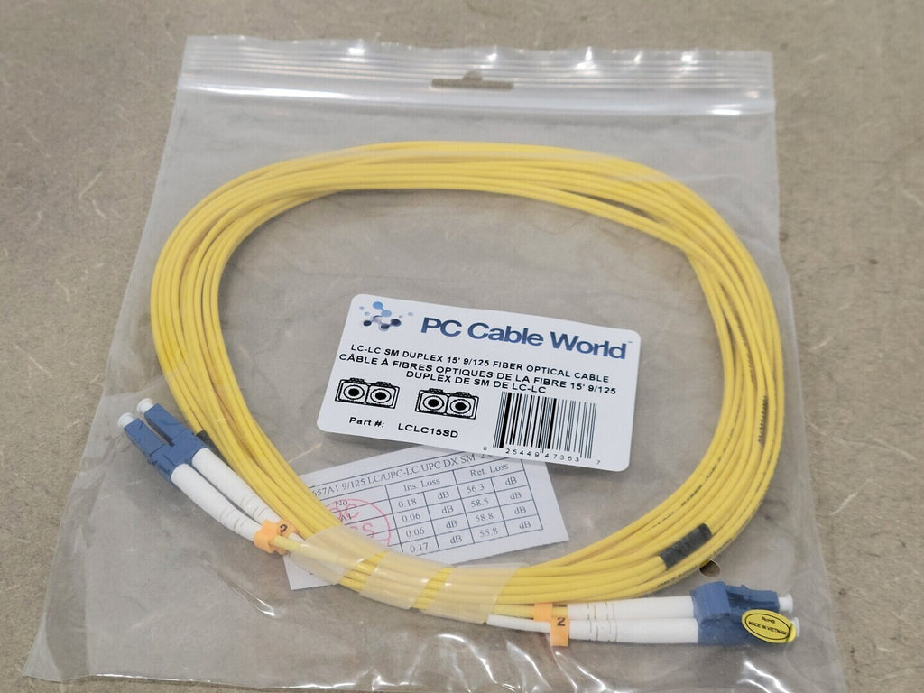 PC CABLE WORLD Fiber Optical Cable 15' 9/125 LCLC15SD (Box of 14)