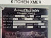 ACME ELECTRIC 112.5 kVA Transformer, 600 pri. volts, 208Y/120 sec. volts H348-15M