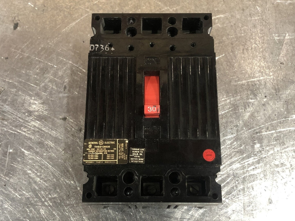 GENERAL ELECTRIC 40 Amp, 3 Pole, 600 volts Circuit Breaker THED136030