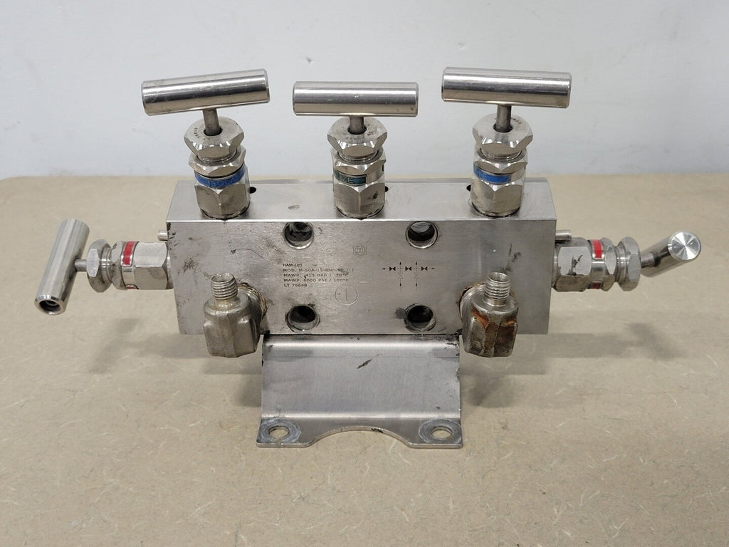 HAM-LET 5 Way Direct Mount Manifold NPT Connection M-50A-15-8NF-SS-T-T