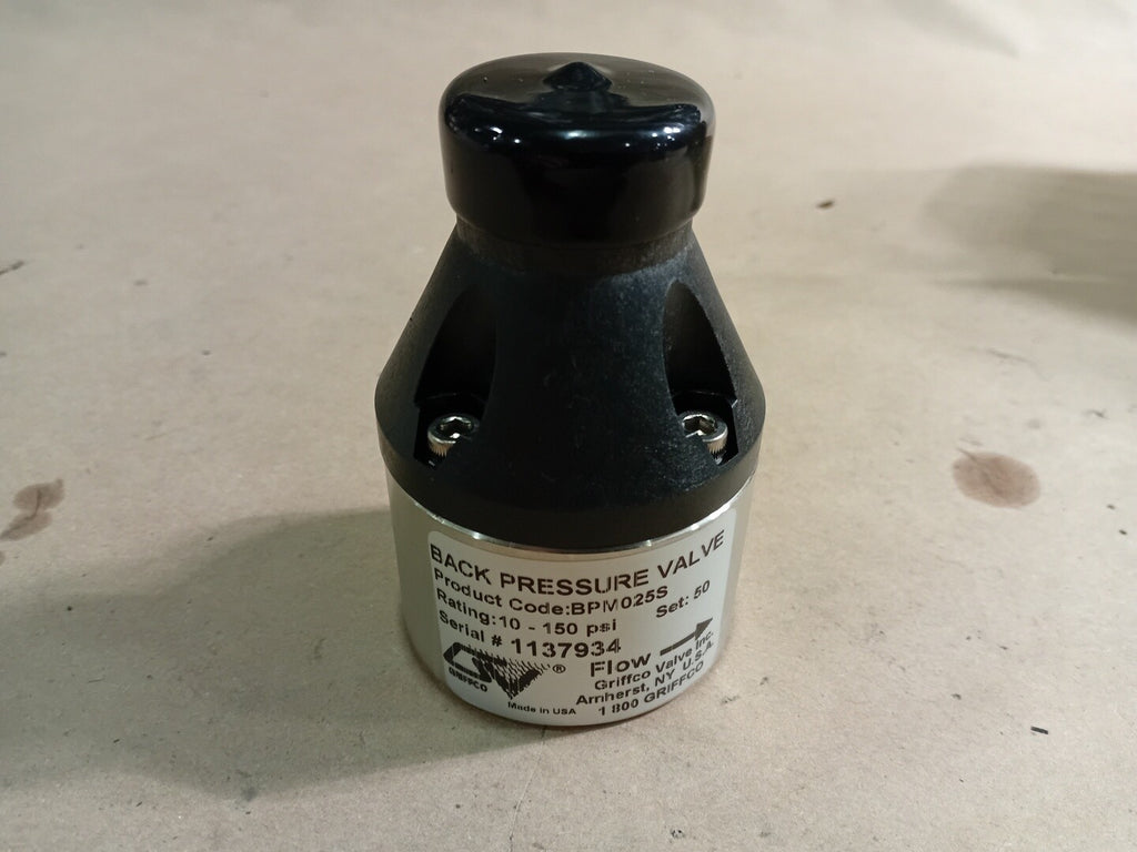 GRIFFCO 1/4" Back Pressure Valve BPM025S, 10 to 150 PSI