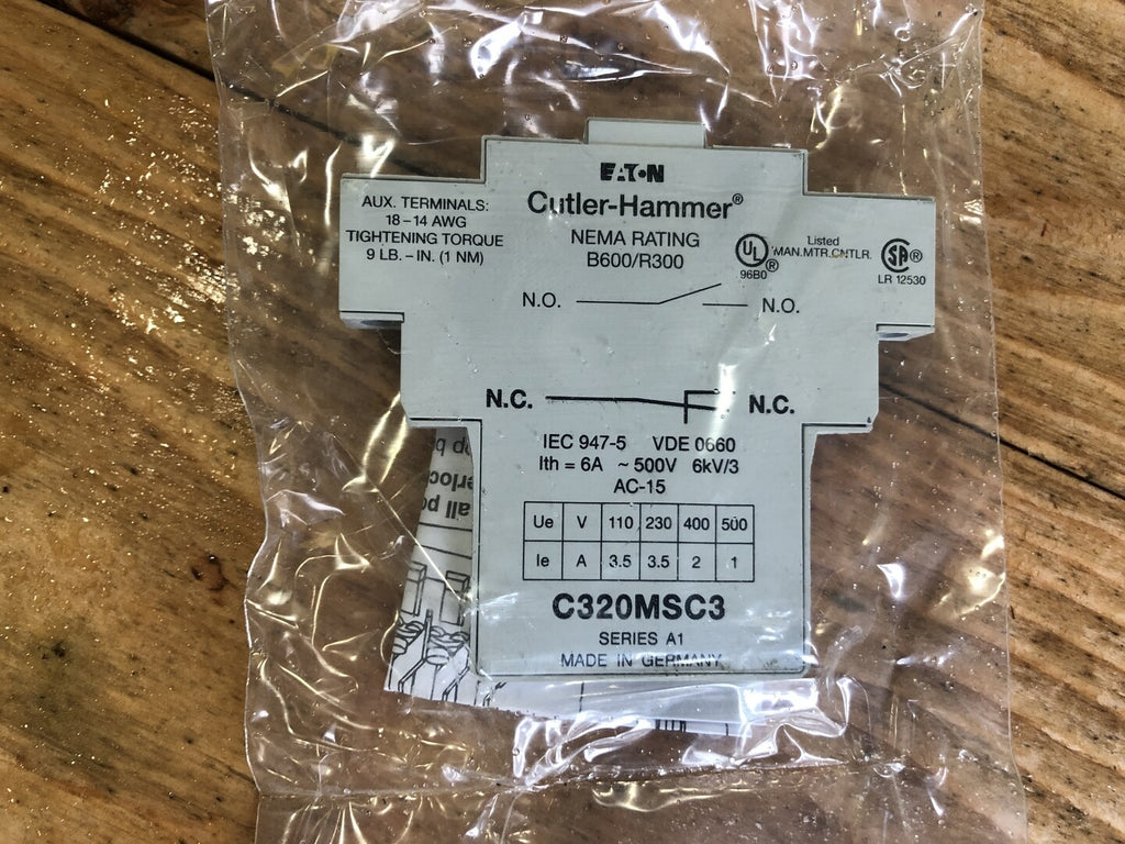 EATON 6 Amp, 480V Auxiliary Contact C320MSC3 