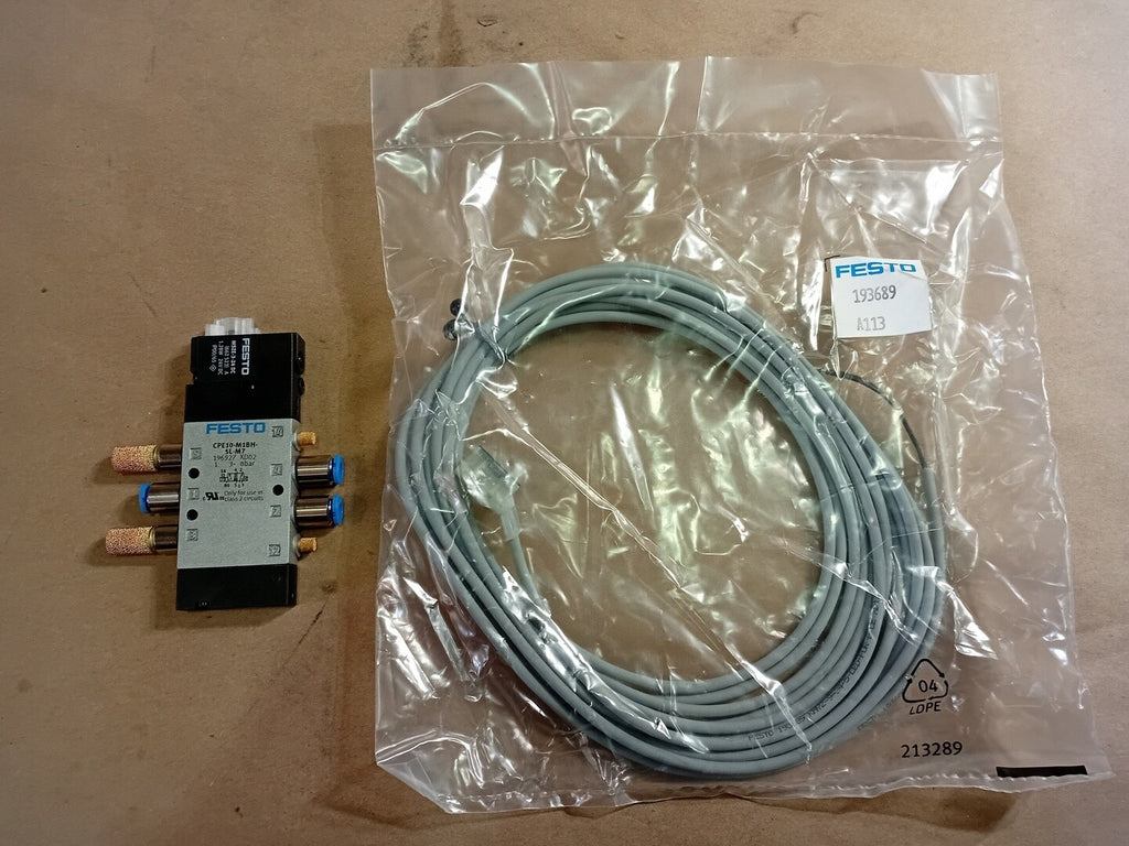 FESTO Solenoid Valve CPE10-M1BH-5L-M7 w/ Cable KMYZ-9-24-5-LED 193689