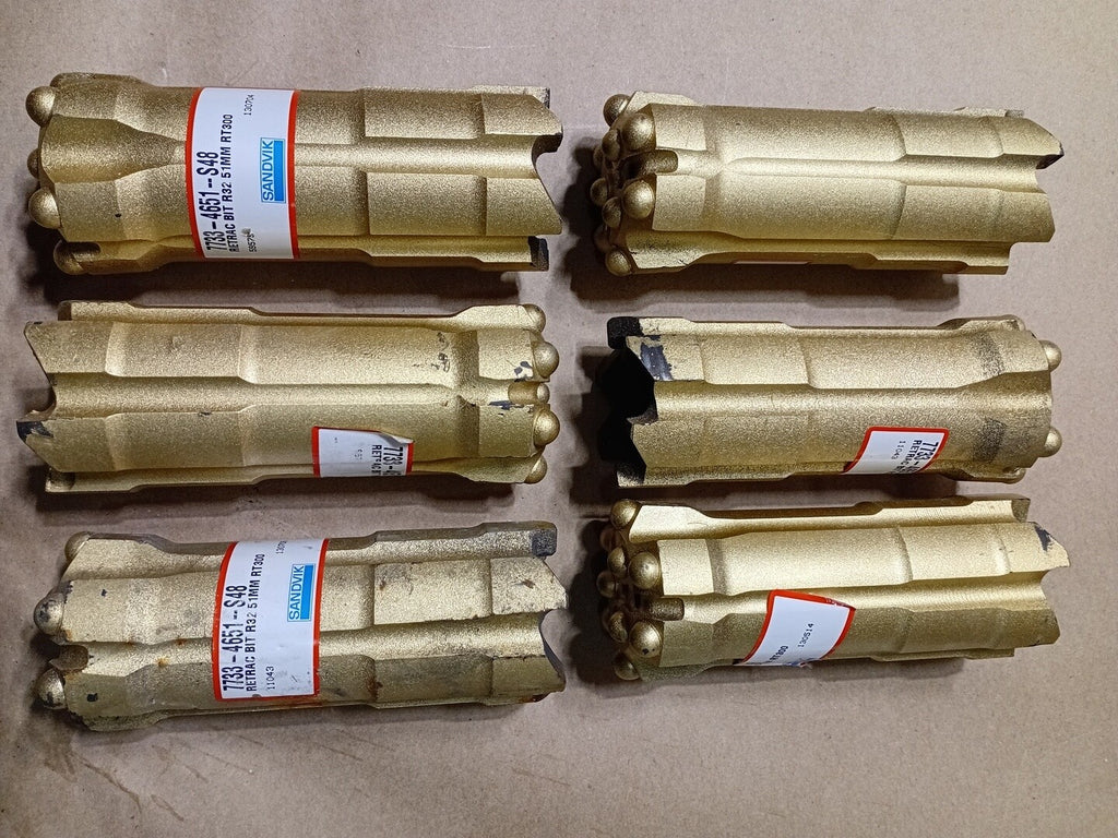 SANDVIK 2" Rock Drill Retrac Button Bit R32 51MM RT300, 7733-4651-S48 (Lot of 6)