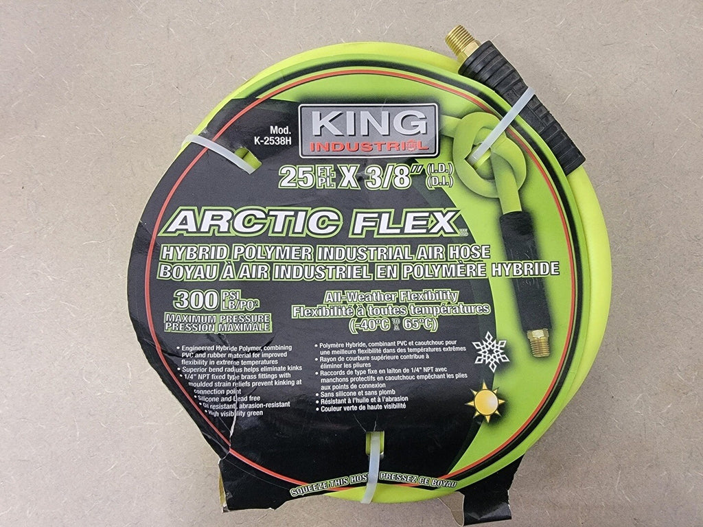 KING CANADA 3/8" x 25' Hybrid Polymer Industrial Air Hose K-2538H